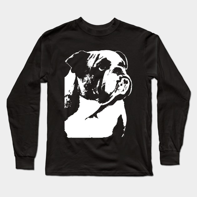 Bulldog white Long Sleeve T-Shirt by GrizzlyVisionStudio